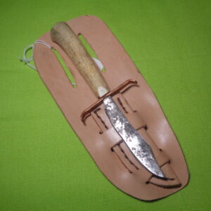 Mini Cowboy Bowie | Forged Square Nail & Cowhide Sheath