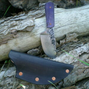 "Moondog" Hunting Knife | Crucible HC Steel, Stabilized Cottonwood Scales | 6.5" Overall